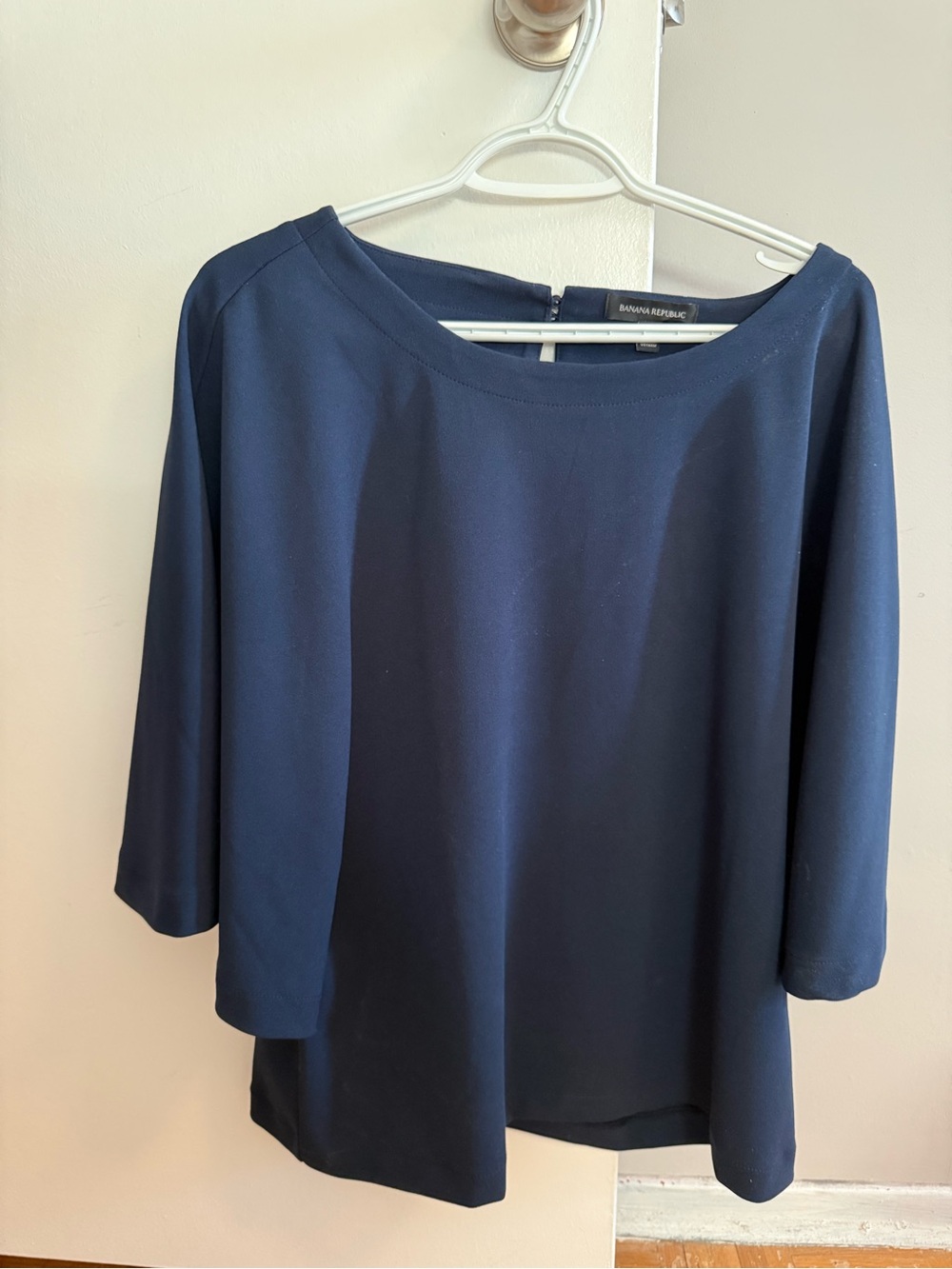 Banana Republic Navy Boatneck Elbow-Sleeve Blouse